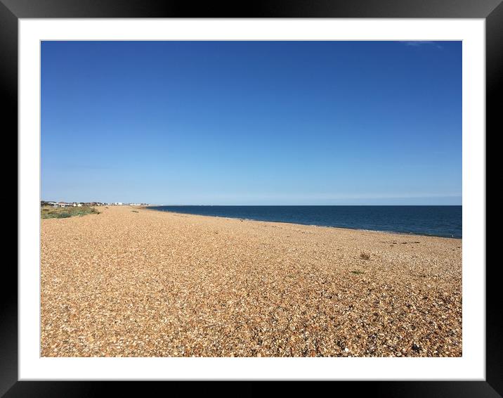 Hayling Island Beach Beautiful Blue Morning Framed Mounted Print by Tess Chalmers