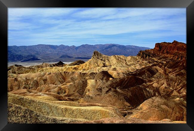Zabriskie Point Looking Over To Death Valley  Framed Print by Janet Mann