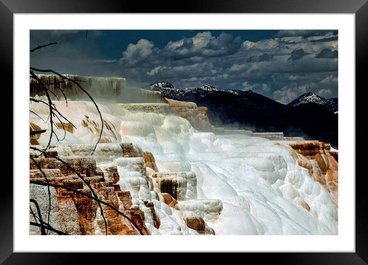 Mammoth Hot Springs, Yellowstone National Park Framed Mounted Print by Janet Mann