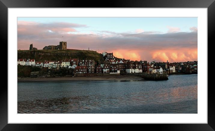 Whitby at Sunset Framed Mounted Print by Janet Mann