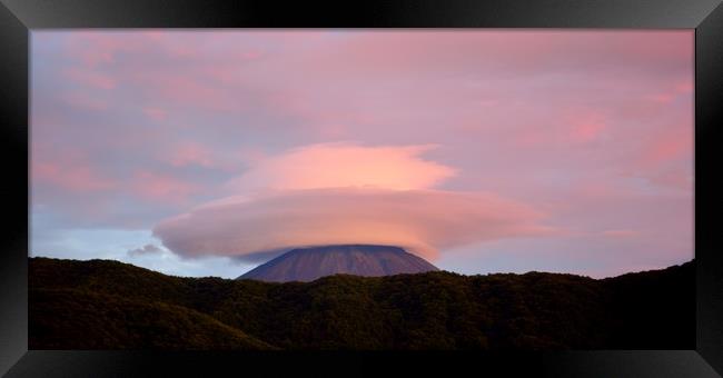 Sunset Fuji with Clouds Framed Print by Justin Bowdidge
