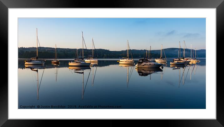 Lake Windermere at sunrise Framed Mounted Print by Justin Bowdidge