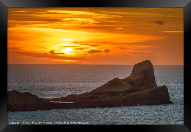 Worms Head Sunset Framed Print by Karl McCarthy