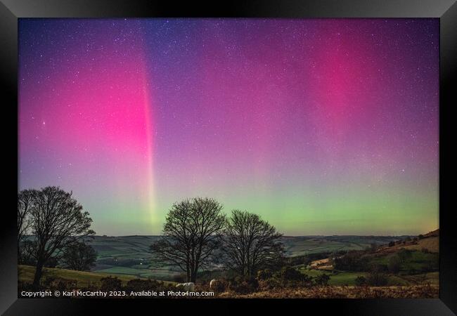 Aurora over the Brecon Beacons Framed Print by Karl McCarthy