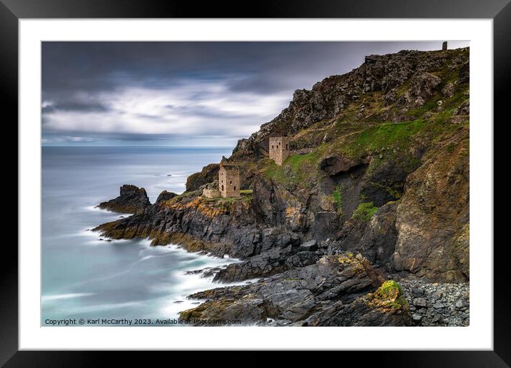 Botallack Crowned Engine Houses Framed Mounted Print by Karl McCarthy