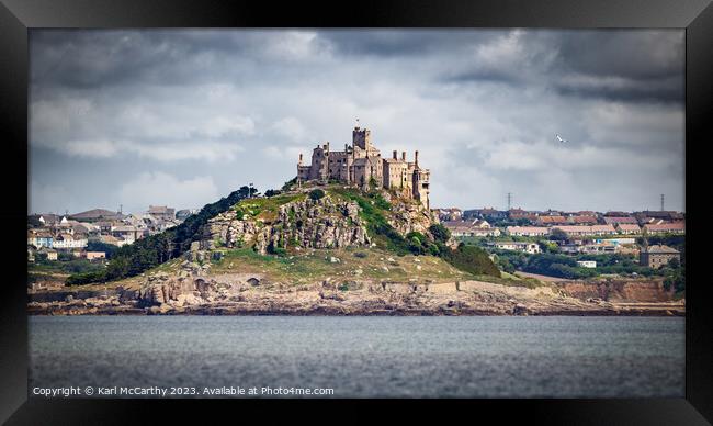St Michael's Mount from the ocean Framed Print by Karl McCarthy