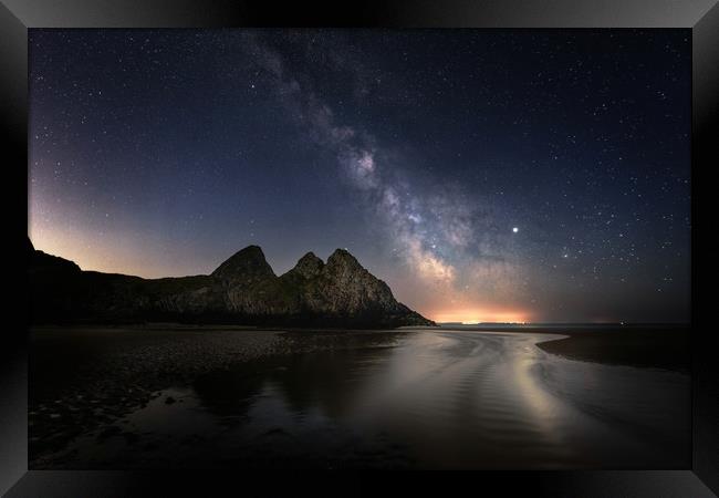 Stream to the Stars - Three Cliffs Bay Framed Print by Karl McCarthy