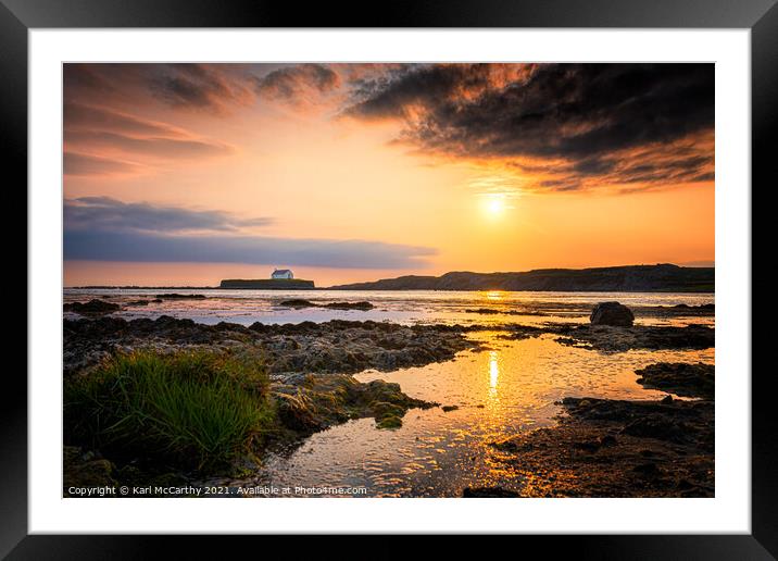 Sunset at St Cwyfan’s Church Framed Mounted Print by Karl McCarthy