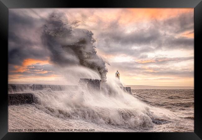 The Wild Sea at Porthcawl Framed Print by Karl McCarthy