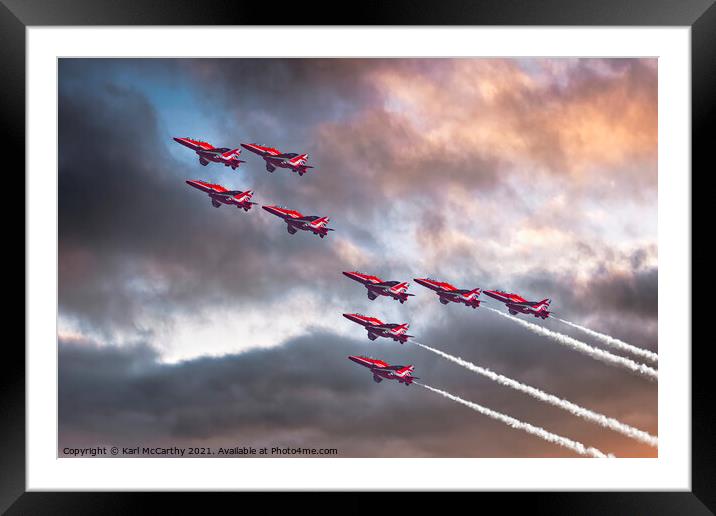 Red Arrows in Typhoon Formation Framed Mounted Print by Karl McCarthy