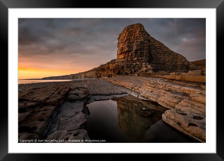 Nash Point Sunset Reflection Framed Mounted Print by Karl McCarthy