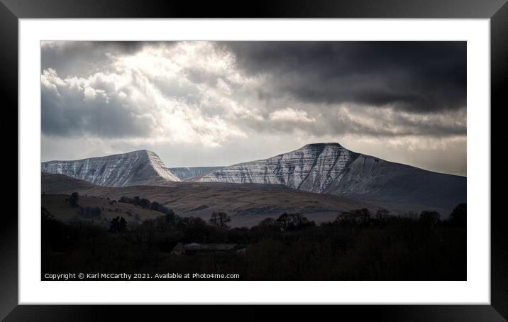 Late Snow over the Beacons Framed Mounted Print by Karl McCarthy