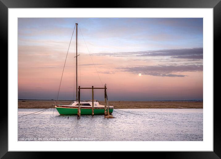 A Single Boat at Thornham Staithe  Framed Mounted Print by Jim Key