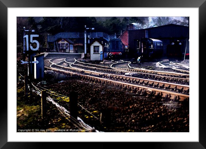 Steam Train Waiting at the Platform Digital Art  Framed Mounted Print by Jim Key