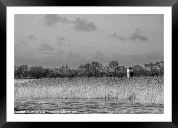 Hickling Broad Norfolk Black and White  Framed Mounted Print by Jim Key
