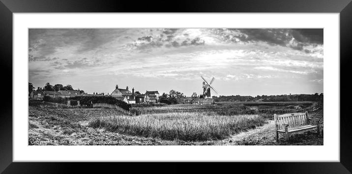 Cley next the Sea Black and White Framed Mounted Print by Jim Key