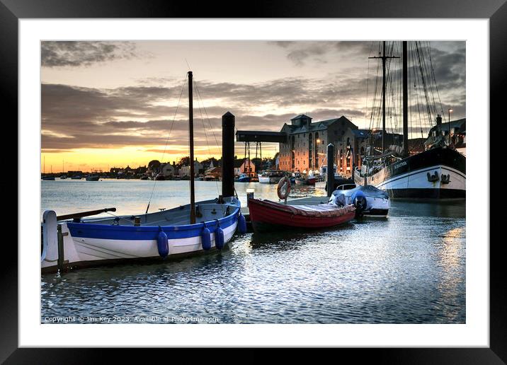 Wells Harbour Quay Dawn   Framed Mounted Print by Jim Key
