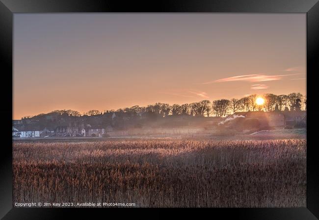Sunrise at Cley Village Norfolk  Framed Print by Jim Key