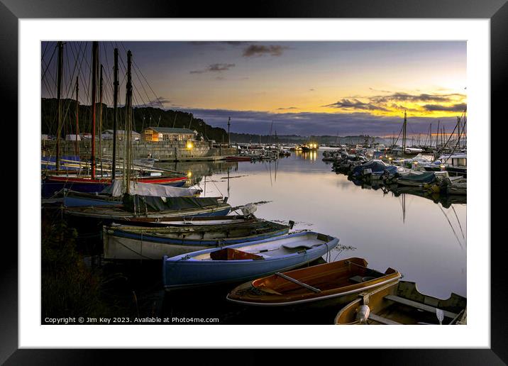 A Serene Sunrise at Mylor Yacht Harbour   Framed Mounted Print by Jim Key