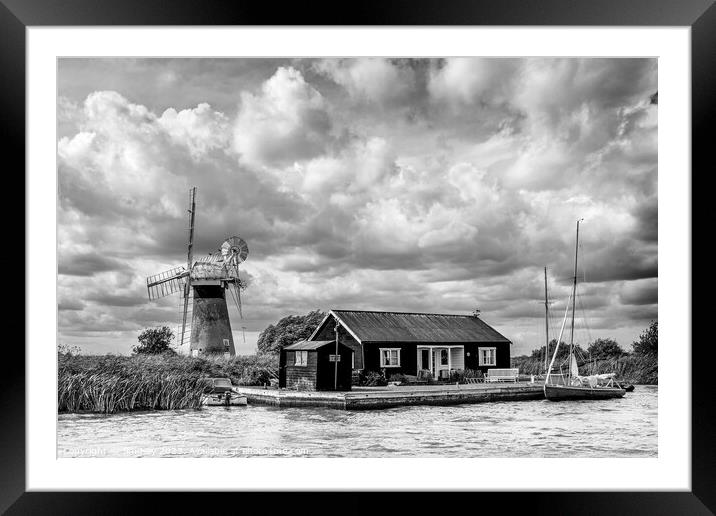 Norfolk Broads Black and White      Framed Mounted Print by Jim Key