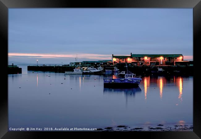 Lyme Regis Cobb Harbour - Dawn Framed Print by Jim Key