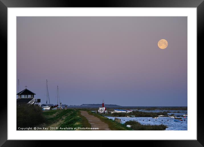 Supermoon Setting over Morston  Framed Mounted Print by Jim Key