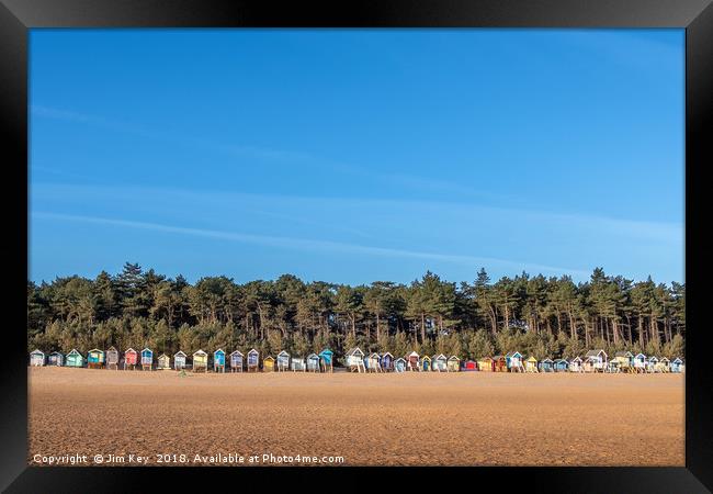 Wells Beach Huts Framed Print by Jim Key