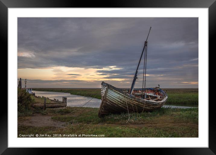 Thornham Staithe Sunrise Norfolk Framed Mounted Print by Jim Key