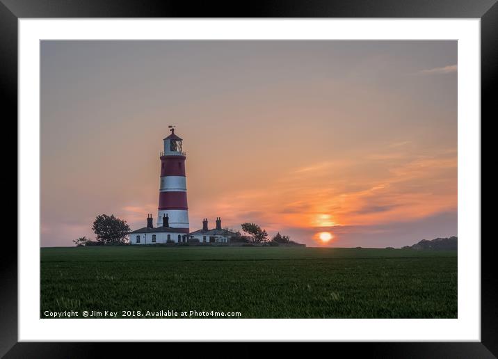 Happisburgh Lighthouse at Sunset  Framed Mounted Print by Jim Key