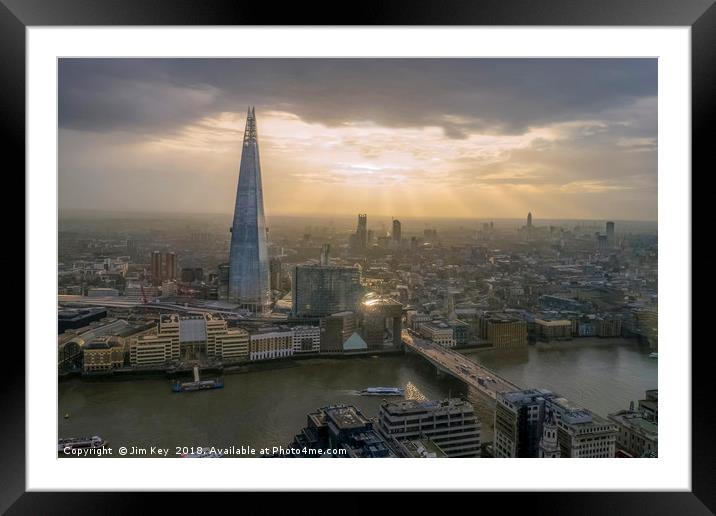 Moody London in December Framed Mounted Print by Jim Key