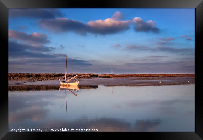 Solitary Boat at Burnham Overy  Framed Print by Jim Key
