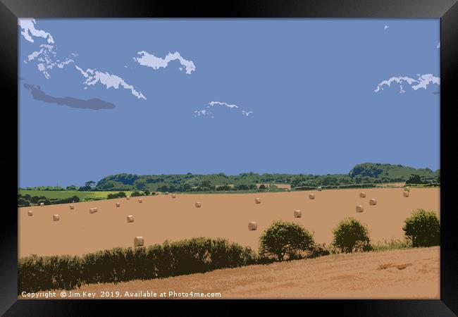 Hay Bales in Rural Norfolk Digital Art Framed Print by Jim Key
