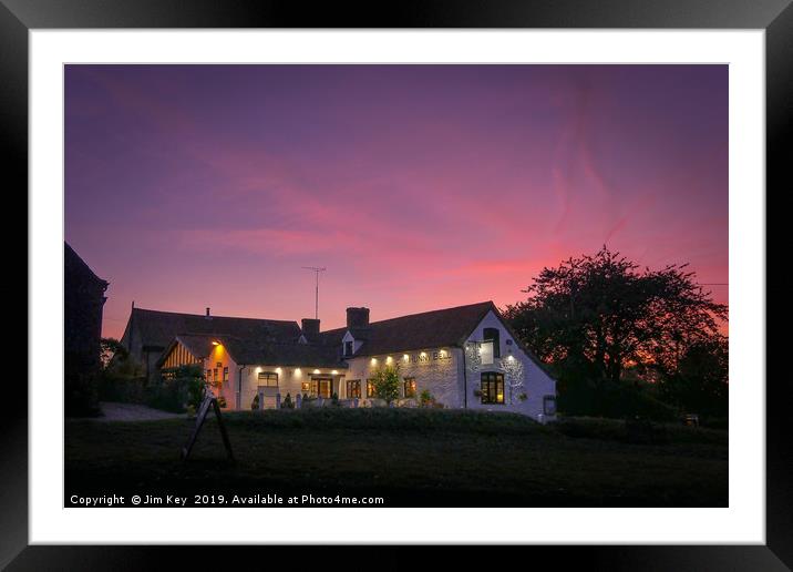 Country Pub at Sunset Framed Mounted Print by Jim Key