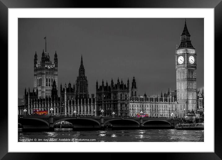 Westminster at Night Framed Mounted Print by Jim Key