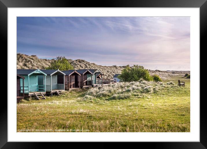 Brancaster Beach Huts Sunrise Norfolk Framed Mounted Print by Jim Key