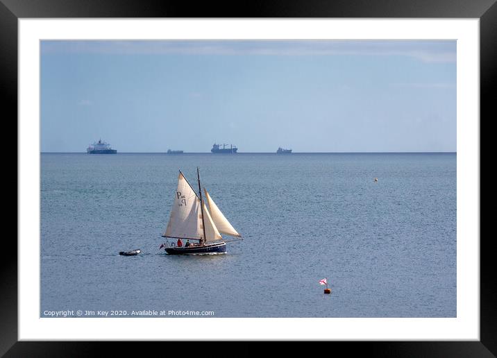 Falmouth Sailing Yacht Cornwall Framed Mounted Print by Jim Key