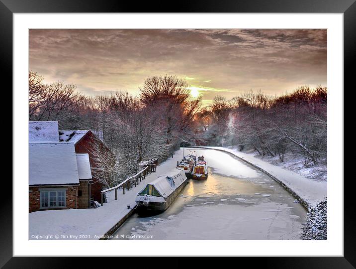 Grand Union Canal  Mid Winter Framed Mounted Print by Jim Key