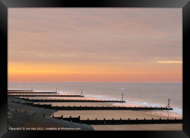 Sunset Sheringham Beach North Norfolk Framed Print by Jim Key