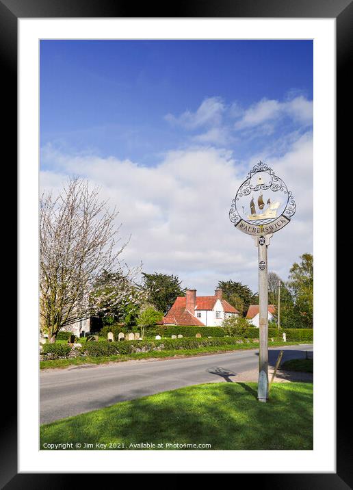  Walberswick Village Sign Suffolk Framed Mounted Print by Jim Key