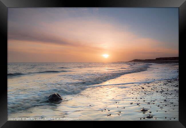 Happisburgh Beach Sunrise Norfolk Framed Print by Jim Key