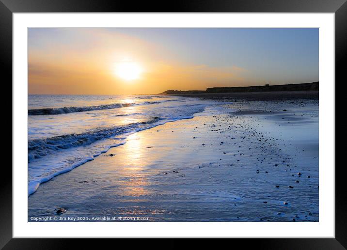  Happisburgh Beach Sunrise Norfolk Framed Mounted Print by Jim Key