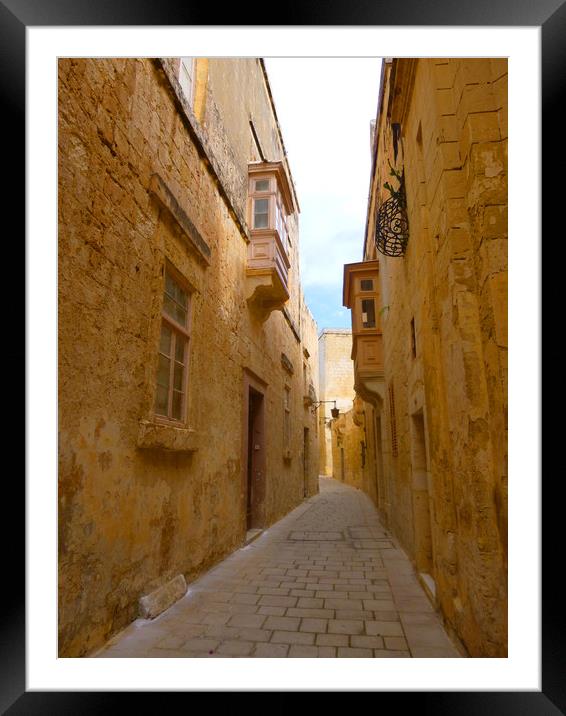 Mdina sidestreet Framed Mounted Print by Helen Davies