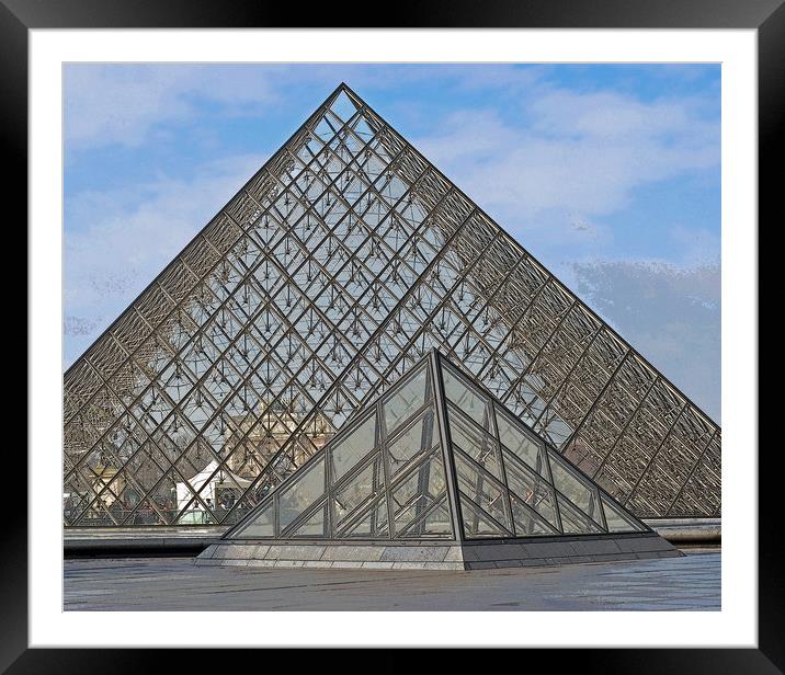 The Louvre Pyramid Framed Mounted Print by Helen Davies