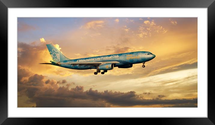 Ethihad A330 A6-EYE,  Manchester City Framed Mounted Print by Aircraft Nation