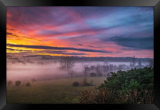 Misty Morning Sunrise Framed Print by Dave Williams