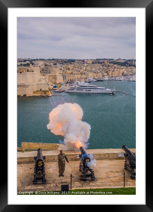 Cannon Fire, Valletta, Malta Framed Mounted Print by Dave Williams