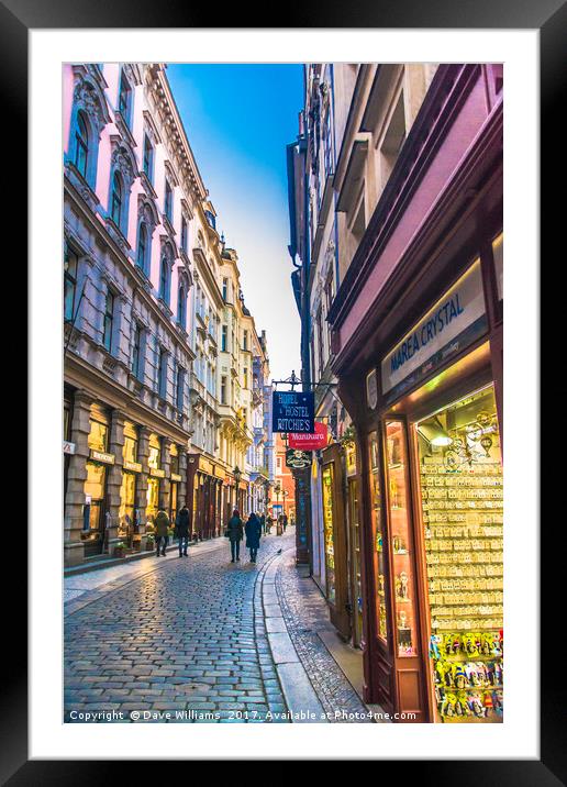 Cobbled streets of Prague Framed Mounted Print by Dave Williams