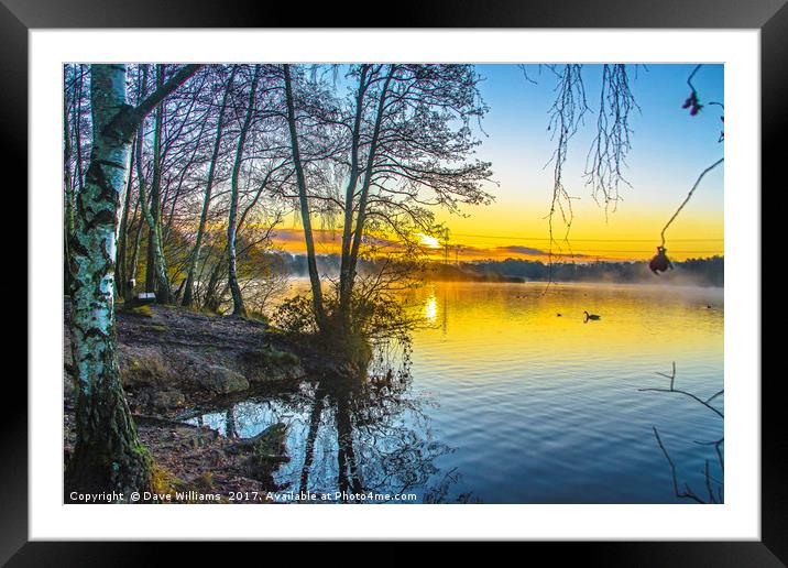 Mist on the lake, Sunrise at Horseshoe Lake Framed Mounted Print by Dave Williams