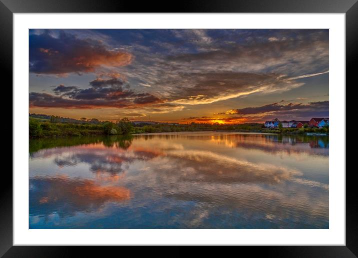Watercolour Sunset Framed Mounted Print by Dave Williams