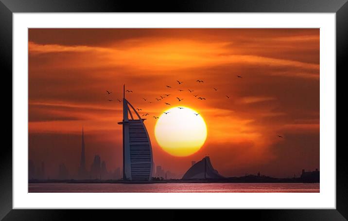 Burj Al Arab Sunrise _ Dubai Framed Mounted Print by Dave Williams